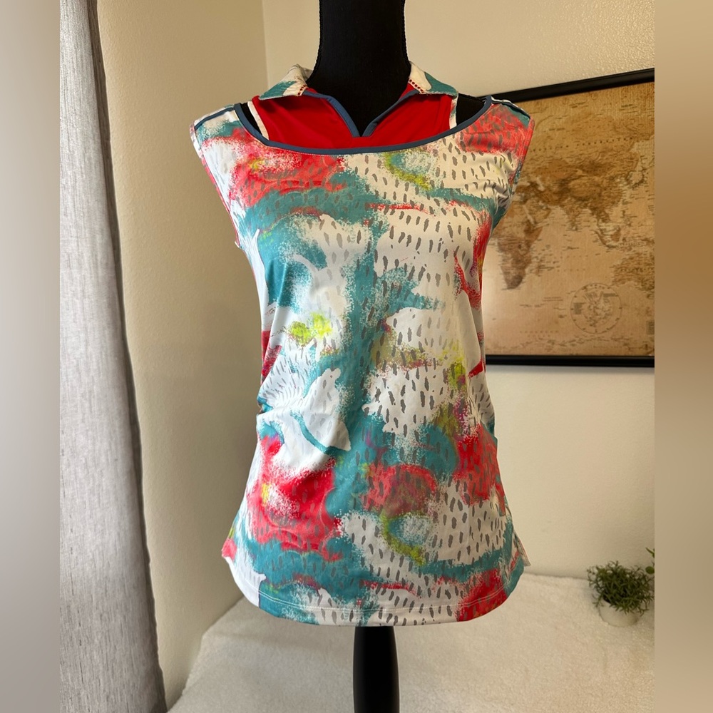 Golf Swing Dish dropped sleeve polo with shoulder cutout